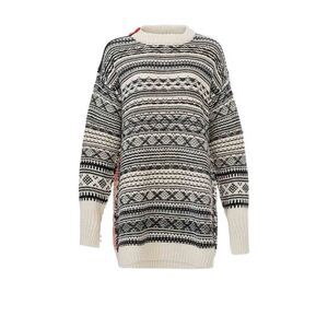 (Nude) Festive Fair Isle Oversize Virgin Wool Alpaca Pullover Sweater Size 42